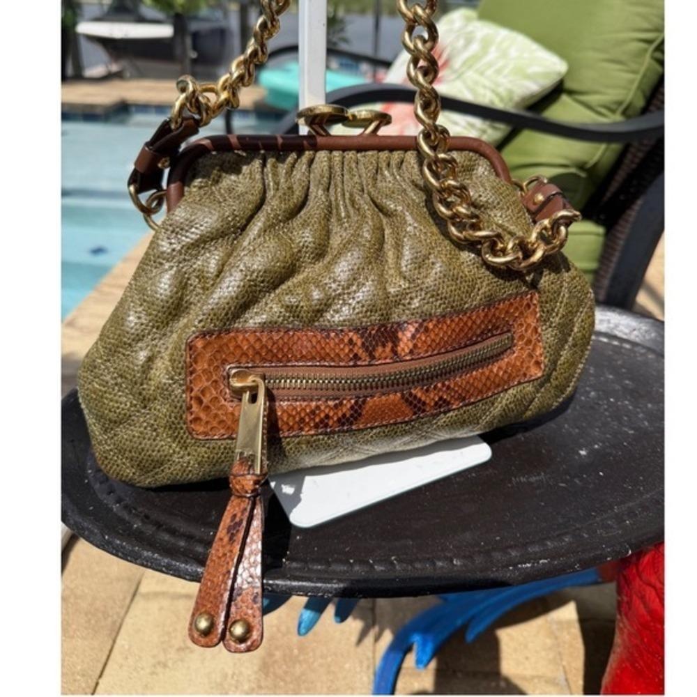 Marc Jacobs Vintage Moss Green Quilted Leather Python Little Stam Bag - Picture 15 of 17